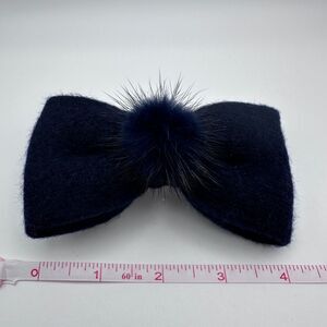 Fluffy and Soft Navy Bow Hair Clip, New